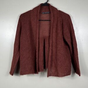 Peruvian Connection Alpaca Open Front Cardigan in Burgundy Size Medium